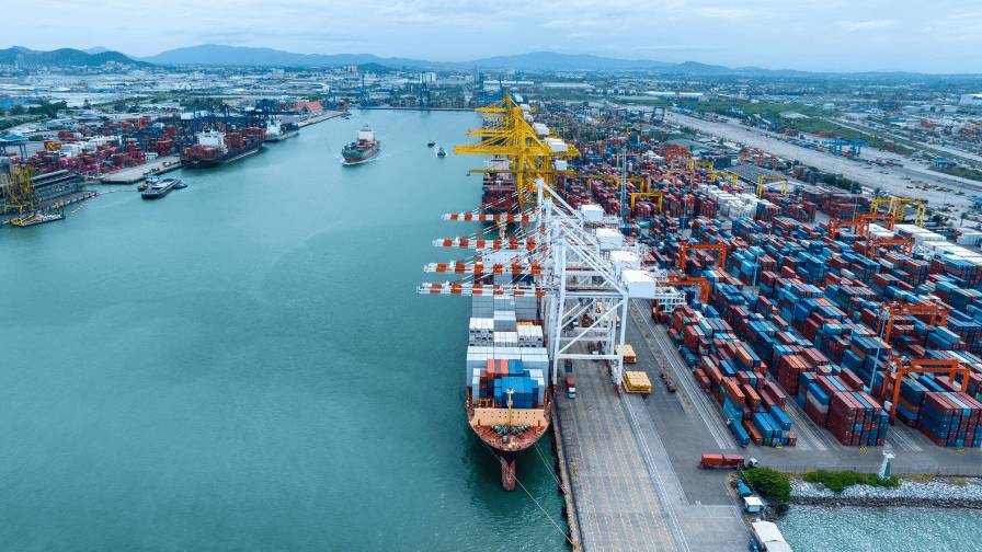 Aerial view of Tokyo container port